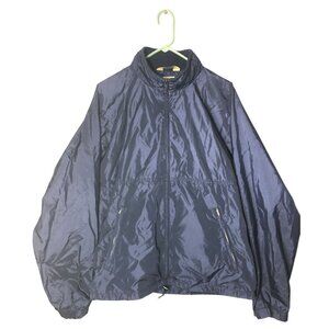 L.L. Bean Mens Windbreaker Jacket XL Full Zip Navy Blue Mock Neck Outdoors